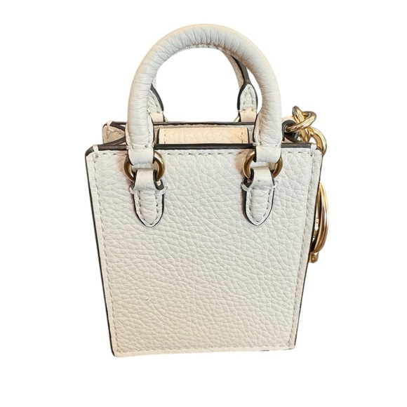 Coach Mini North South Bag Charm Keychain in Chalk White Gold Hardware New - Picture 5 of 10